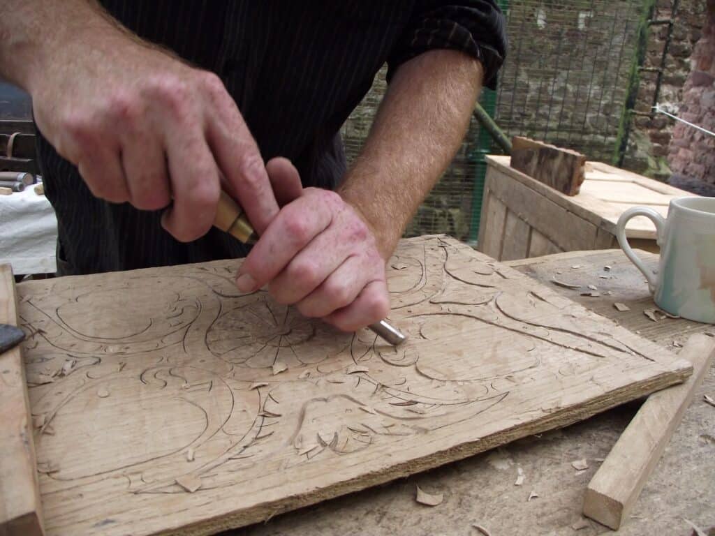 Relief Carving on Riven Oak Panel